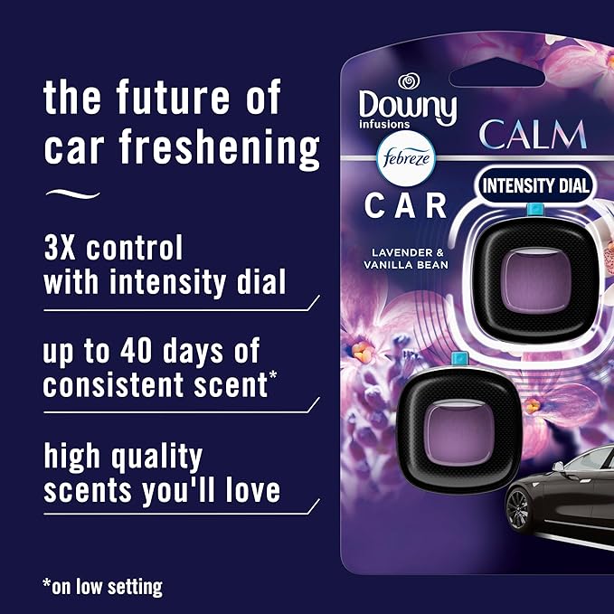 Febreze Car Vent Clip, Downy Calm Scent, 0.13 oz Total, (Pack of 4)