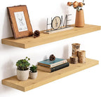 Marsmiles Floating Shelves | 36 Inch Natural Wood Wall Shelves Set of 2 | 9.3 Inch Deep Rustic Reclaimed Wood Shelves for Roo