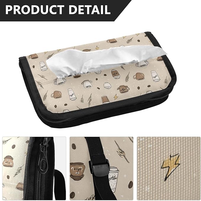Car Tissue Holder Car Visor Organizer Tissue Box Holder for Car Sun Visor Organizer with Car Vehicle Accessories Essentials Interior for Women Men Beige Coffee Cup Wheat