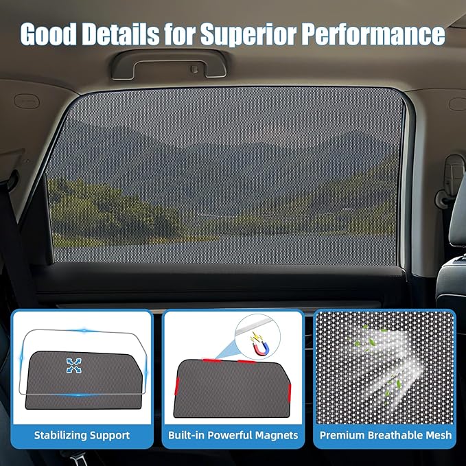 Car Window Shades for 2015-2020 Kia Sorento - Rear Side Window Sun Shade for Baby, Breathable Mesh Car Privacy Window Covers, UV Protection and Heat Insulation for Road Trips, Napping, Camping