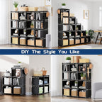 Mavivegue Bookshelf,16 Cube Storage Organizer,Book Shelf Organizer,Tall Bookcase,Black Cube Shelf Cubbies Closet Storage Shel