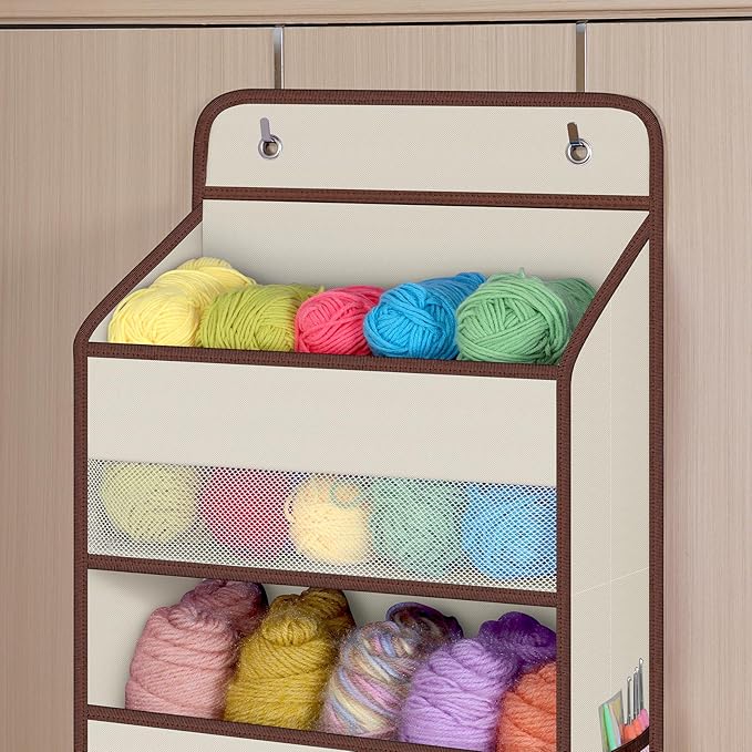 Univivi 1 Pack Over The Door Organizer, Non-Tilting Over The Door Organizer Hanging Door Storage With 5 Large Compartments 6 