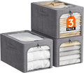 Lifewit Clothes Storage Bins with Metal Frame 3 Pack, Fabric Stackable Storage Bags with Lids, Zipper, Foldable Clost Organiz