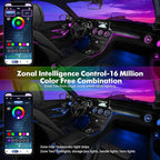 New Version Dreamcolor Acrylic Car Interior Lights 18 in 1 RGB Car Ambient Lighting Kit APP Control Zoned Control System 252 Color Modes DIY 16 Million Colors Music Sound Active Neon Light Kits