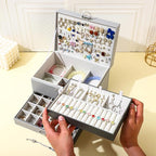 BOOVO Earring Jewelry Box For Women Girl Stud Organizer, 5 Layers Girl Jewelry Organizer Box With Lock Earring Holder Organiz