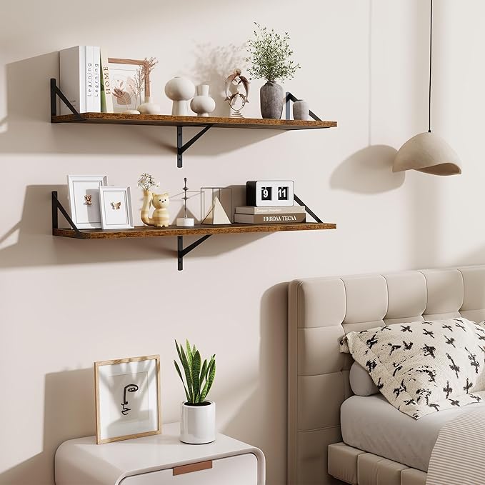 Floating Shelves for Wall,40" Wall Mounted Shelves Set of 2,Long Wood Floating Shelves,Hanging Wide Display & Storage Shelf w