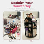 360 Rotating Makeup Organizer - Adjustable Shelf Height and Fully Rotatable. The Perfect Cosmetic Organizer for Bedroom Dress