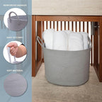 OrganiHaus Large Woven Storage Basket for Blankets and Toys 20" x 13" Inch, Rope Laundry Basket with Handles, Cushions & Pill
