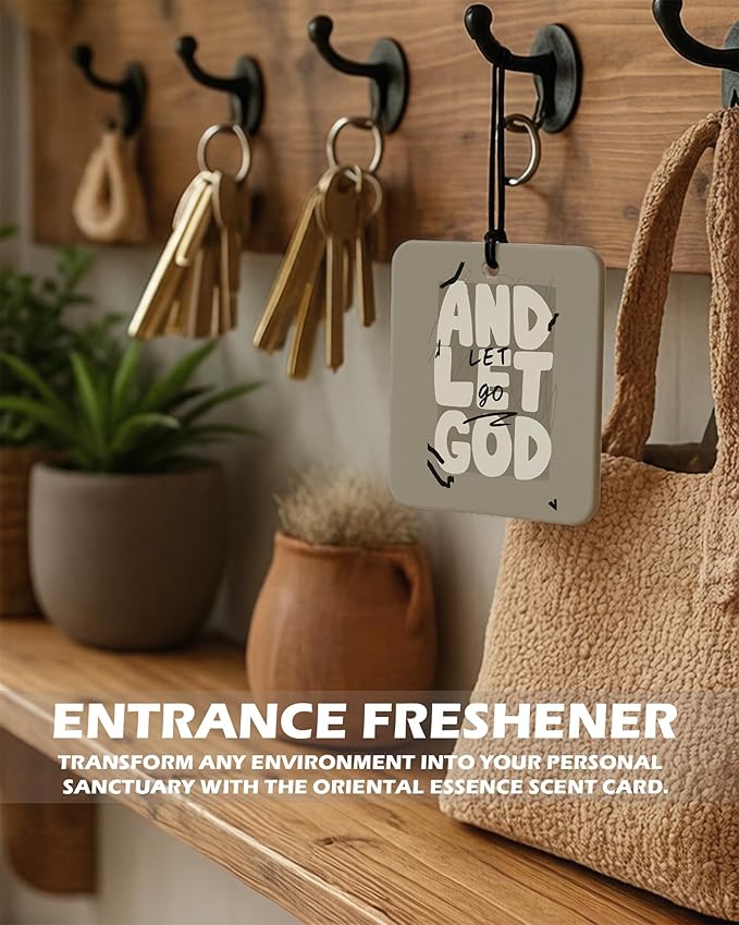 Neutral Christian Square Citrus Car Air Freshener 4 Pcs, Beige Religious Bible Verse Hanging Air Freshener for Cars Bathroom 