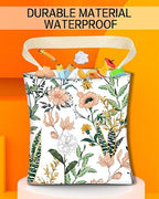 Car Garbage Can, Car Trash Bag, Car Garbage Bag, Hanging Car Trash Can for Car Accessories, Vehicle, Travelling, Camping, Cute Car Back Seat Organizer, White Beautiful Floral