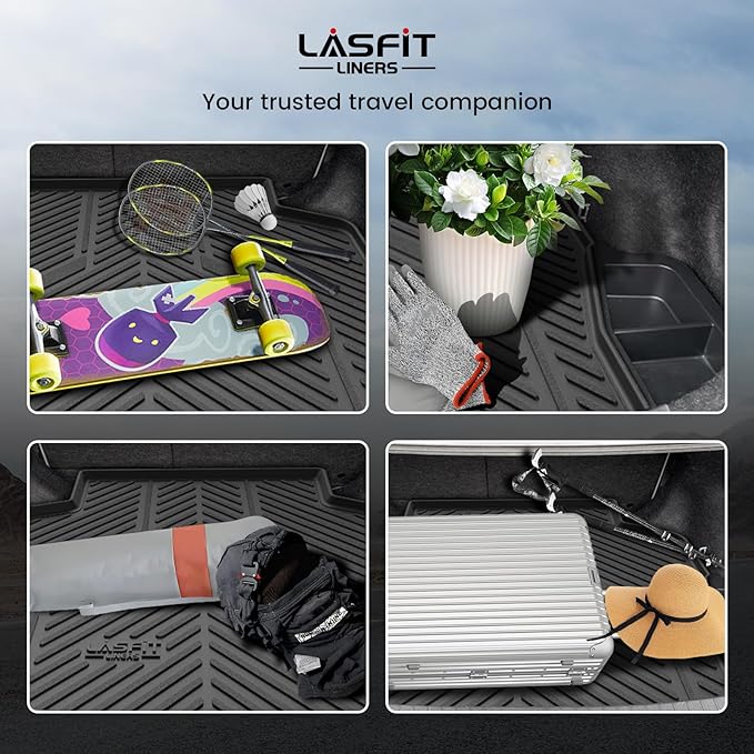 LASFIT Cargo Mat for Toyota Corolla 2009-2010, Custom Fit All-Weather TPE Rubber Trunk Mat for Toyota Accessories, Waterproof, Easy to Clean, Black