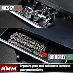 AMM 9-Piece Socket Organizer, 1/2, 3/8 & 1/4 inch Drive ABS Socket Holder, Heavy Duty Socket Racks