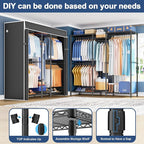 Ulif E12C Heavy Duty Closet Organizer System，Freestanding Clothing Rack, Adjustable Garment Rack 57.1" W x 16" D x 76.5" H Ho