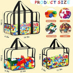 6 Packs Toy Storage Bags with Labels, Reusable Clear PVC Board Game Storage, Travel Waterproof Organizer Bags with Zipper Lar