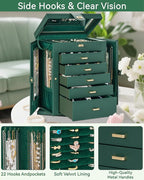 AKOZLIN 360° Rotating Jewelry Box 6-Tier Organizer Functional Jewelry Storage Case for Women Girls Ring Necklace Earring Brac