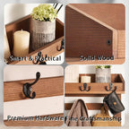 Coat Rack Wall Mount with Shelf - Wooden Entryway Organizer for Hanging Coats, Keys, Hangers - Space Saving Durable Wood Hold
