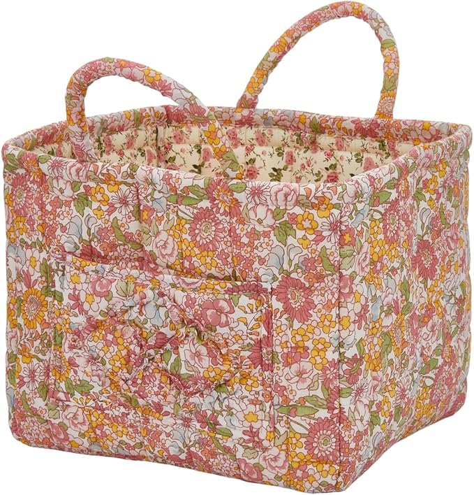 Boho Fabric Storage Basket, Large Capacity Laundry Basket, 12.2'' x 10.23'' x 10.23'' Collapsible Laundry Hamper with Easy Ca