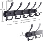 Dseap Coat Rack Wall Mounted - 5 Tri Hooks, Heavy Duty, Stainless Steel, Metal Coat Hook Rail for Coat Hat Towel Purse Robes 