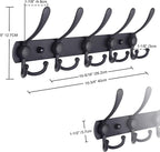Dseap Coat Rack Wall Mounted - 5 Tri Hooks, Heavy Duty, Stainless Steel, Metal Coat Hook Rail for Coat Hat Towel Purse Robes 