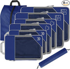 8 Set Compression Packing Cubes for Travel, Expandable Luggage Organizer with Shoe Bag & Laundry Bag - Lightweight Suitcase &