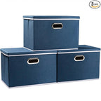 PRANDOM Large Collapsible Storage Bins with Lids [3-Pack] Fabric Foldable Storage Boxes Organizer Containers Baskets Cube wit