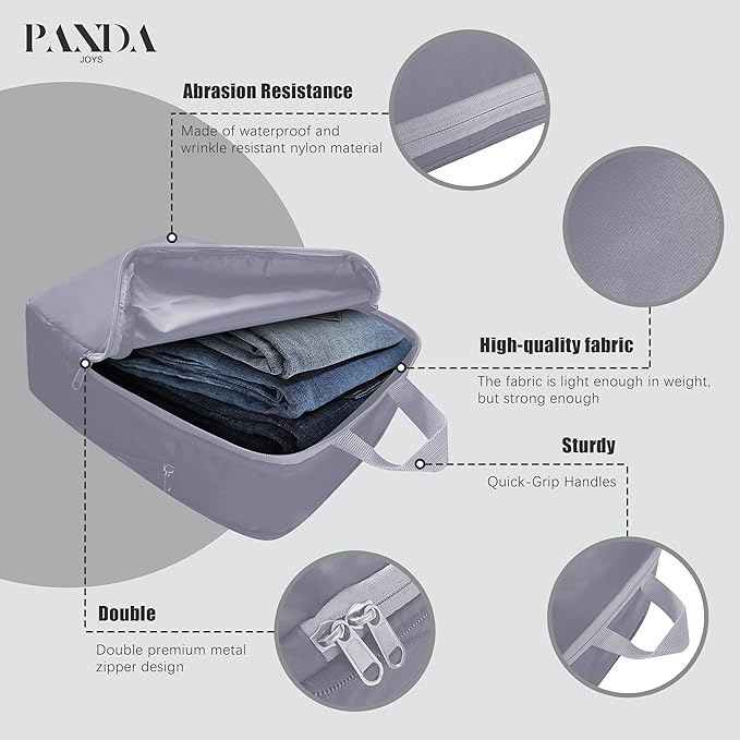 PANDA JOYS 4 Set Compression Packing Cubes Travel - Travel Accessories Expandable Packing Organizers for Carry On - Essential