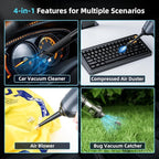 Car Vacuum Cleaner&Air Duster | 80W | 16kpa | 12KRPM | 20 Mins-Dust Cleaner Portable Cordless Vacuum Pro-Compressed Air Blowe