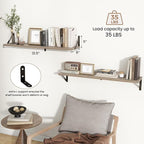 Axeman 32 Inch Floating Shelves | 8 Inch Deep Grey Wood Wall Shelves Set of 2 | 31.5" W x 8" D Rustic Grey Shelves for Bathro