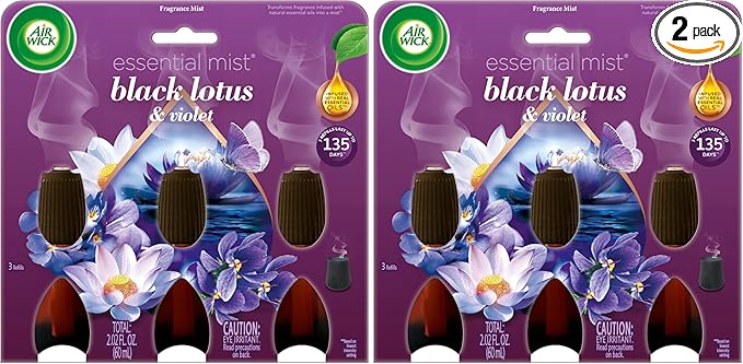 Air Wick Essential Mist – Triple Refill Black Lotus & Violet 3 ct.,(Pack of 2)