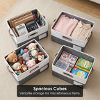 PRANDOM Storage Bins with Lids [3-Pack] Linen Fabric Foldable Storage Boxes Organizer Containers Baskets Cube with Cover for 