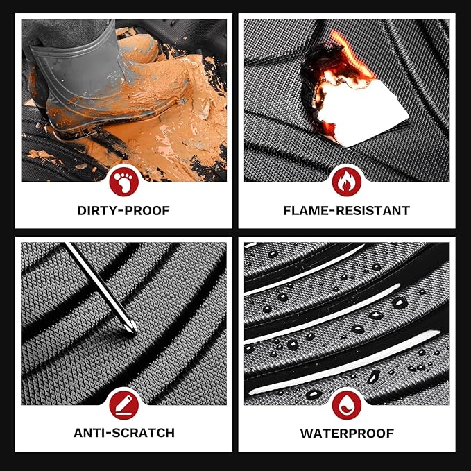 Powerty Floor Mats for Honda CR-V 2023 2024 2025 2026 (Include Hybrid) Accessories All Weather Car Floor Mats, 3D TPE Anti-Slip Liners for Car, 1st & 2nd Row Black