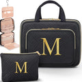 Gifts for Women, Initial Toiletry Makeup Bag Hanging Cosmetic Organizer with Embroidery Letter Personalized Nurse Teacher App