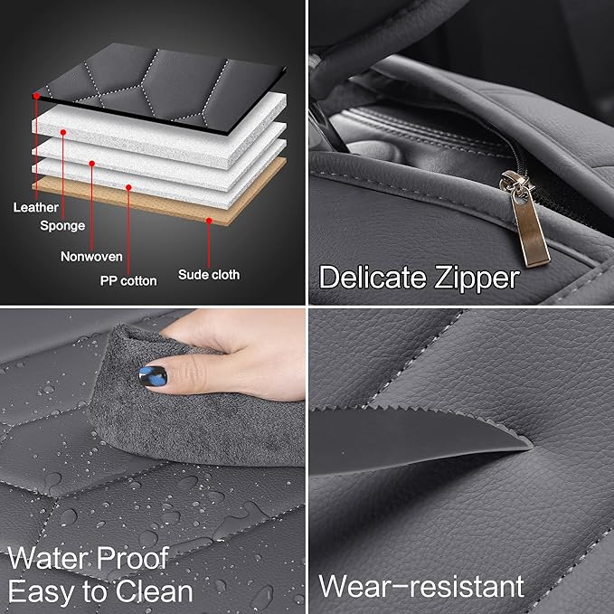 Leather Car Seat Covers Front Set, Waterproof Faux Leather Seat Covers for Cars, Non-Slip Car Interior Covers Universal Fit f