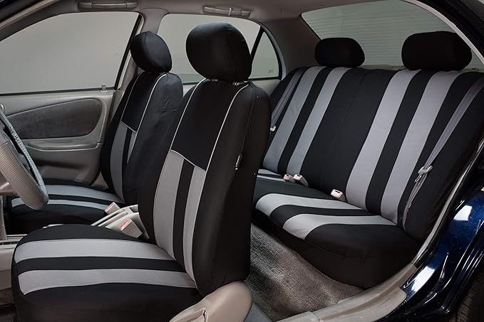 FH Group Car Seat Cover Front Set Striking Striped Car Seat Covers with Front Seat Covers and Rear Split Bench, Universal Fit