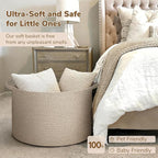 INDRESSME 115L Extra Large Woven Blanket Baskets for Storage, Toy Organizers and Storage Rope Baskets for Boys Girls Kids，Bur