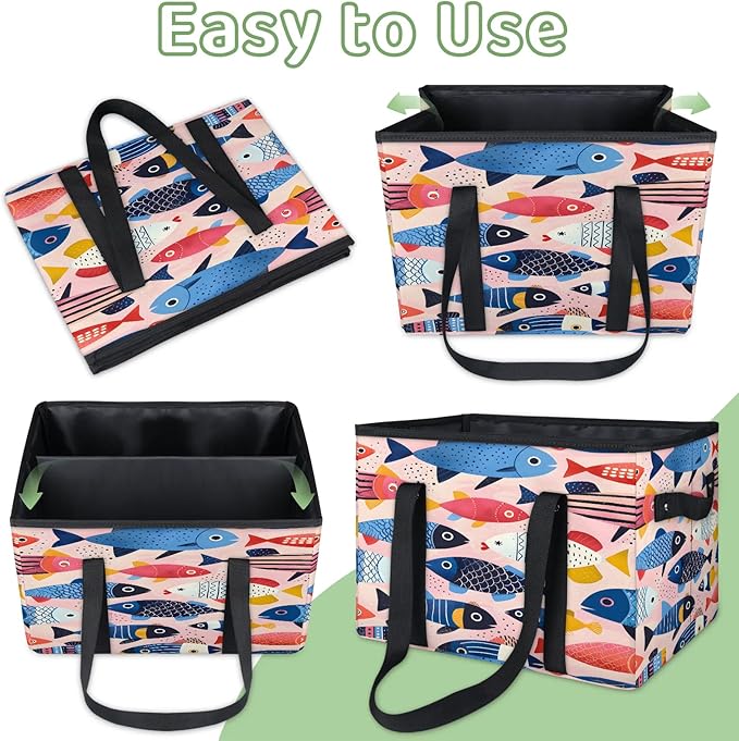 Reusable Grocery Bag, Foldable Large Shopping Tote Bag for Groceries Kitchen Picnic Car Trunk