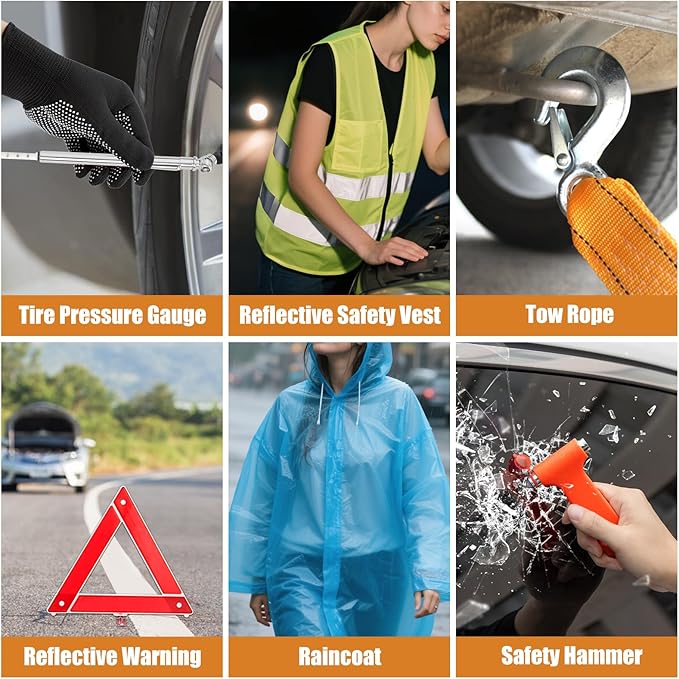 Roadside Emergency Kit with Scissor Jack for Car Safety Kit Emergency Roadside Kit for Car