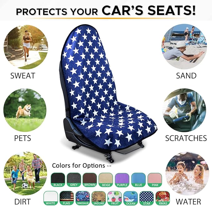 Waterproof Sweating Car Seat Cover for Post Gym Workout, Running, Swimming, Beach and Hiking, Universal Fit Non-Slip Bucket S