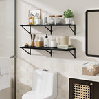 Black Deep Floating Shelves for Wall,36" Wx10 D Wood Wall Shelves with Metal Brackets,Hanging Storage Floating Shelf for Livi