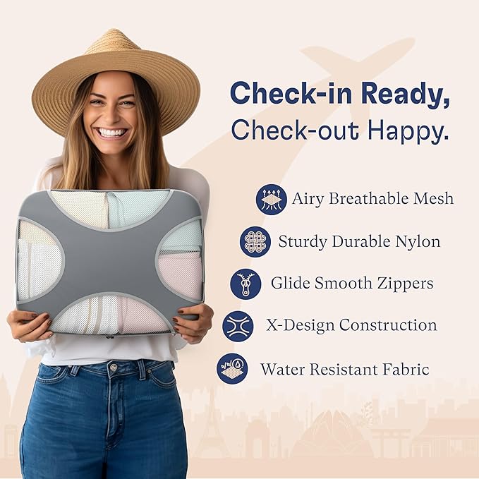 Shacke Packing Cubes for Travel 5 Set - Premium Luggage Organizer Bags - Versatile Travel Organizer for Women and Men - Optim