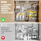 1-Pack Under Sink Storage Organizer with 2-Tier Slide Out Drawer, Sophisticated Mesh Pull Out Shelf for Kitchen & Bathroom, F