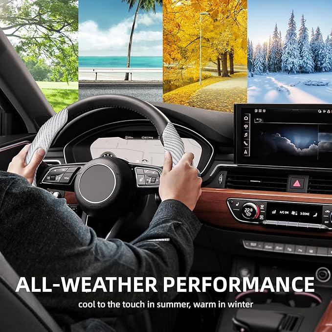 Carbon Fiber Steering Wheel Cover with Anti-Slip Lining and Segmented Design 2pcs Universal Steering Wheel Protector for Men 