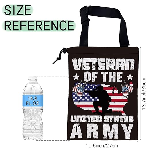 American Army Flag Car Trash Bag,Veteran United States Flag Hanging Drawstring Car Garbage Bag,Waterproof Canvas Car Back Seat Organizer with Adjustable Buckle,For Vehicles,SUVs,Camping,Road Trips