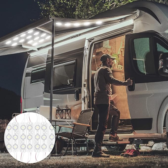 12V 240 LEDs Van Interior Light Kits, LED Module Lights Ceiling Lamp with Harness Switch for Car Van Truck Auto Vehicle Caravan Trailers Boat Bus RV Room Cargo White Lighting (80 Modules, White)