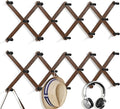 WGFKVAS 2 Pack Accordion Hat Rack for Wall - Expandable Coat Rack Wall Mount with 14 Pegs - Wood Wall Hanger for Baseball Cap
