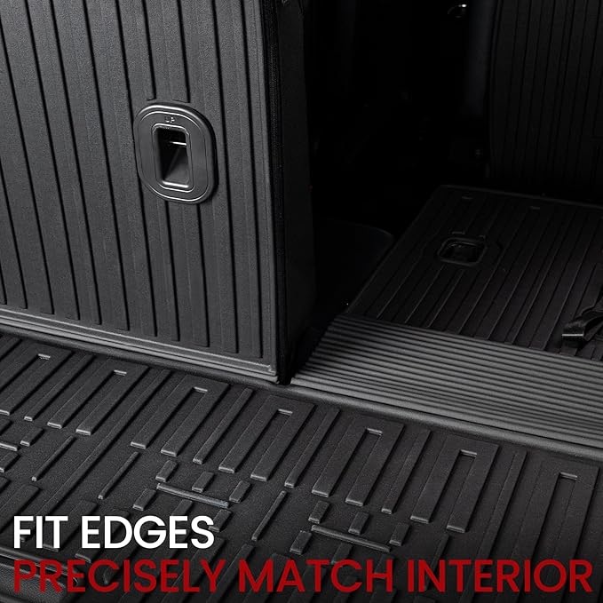 Cargo Mat with Backrest Mats for 2020-2025 Kia Telluride 7/8 Passenger Car Mats Accessories, All Weather TPE Interior Protectors Cargo Liner Trunk Mat(Cargo Mat with Backrest Mats)