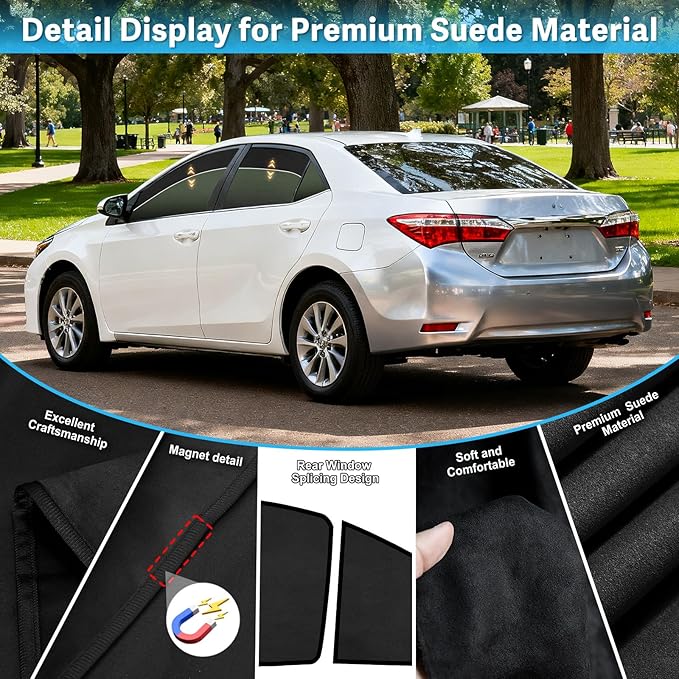 ZATOOTO Car Window Shades Custom Fit for Toyota Corolla 2019-2024 4-Pack Car Window Covers with 100% UV Protection and Total Blackout Privacy Heat Insulation for Family Travel Baby and Pet Safety