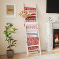 Bamboo Towel Rack 6-Tier Blanket Ladder for Living Room, Bedroom, Bathroom Space-Saving Decorative Ladder for Quilts, Towels 