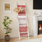 Bamboo Towel Rack 6-Tier Blanket Ladder for Living Room, Bedroom, Bathroom Space-Saving Decorative Ladder for Quilts, Towels 