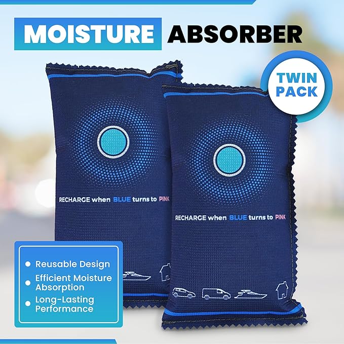 Quebec 2 x 350g Car Dehumidifier Bag | Moisture & Damp Absorber for Windscreens & Interior | 100% Leakproof, Reusable